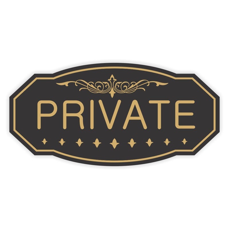 All Quality Victorian Private Wall or Door Sign - Durable Material (Black/Gold) - Medium 4" x 8" (1 Pack) - Image 1